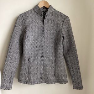 J. McLaughlin Jacket Womens Small Black White Chevron Full Zip Transitional